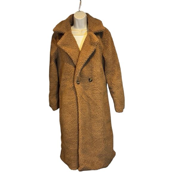Parisian Teddy Coat Faux Shearling Mocha Longline US 6 (UK 10) NWT - Picture 2 of 16
